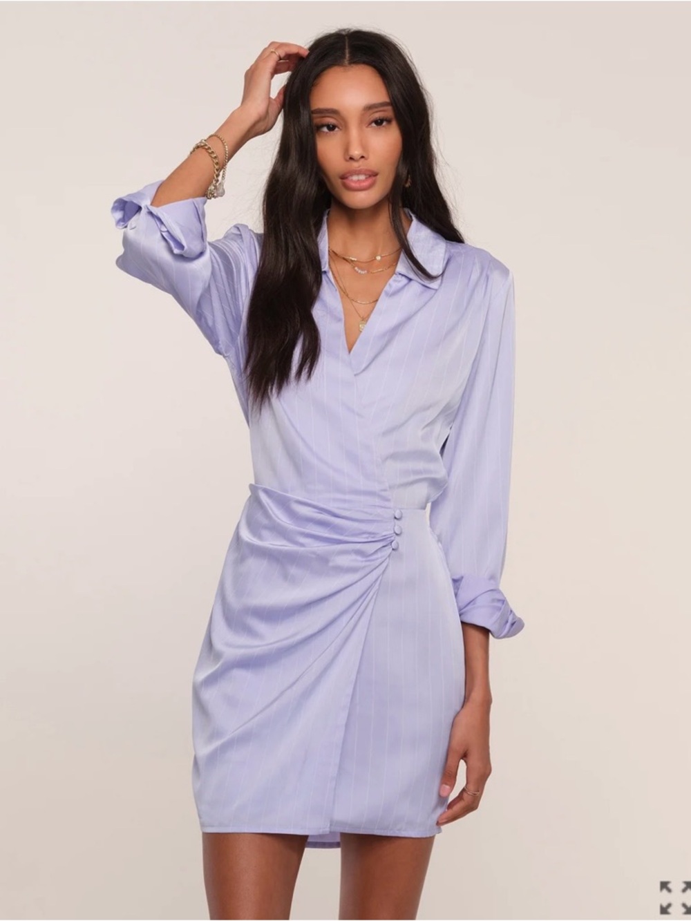 NWT Heartloom Blue Pinstripe Wrap-Front Mini Dress